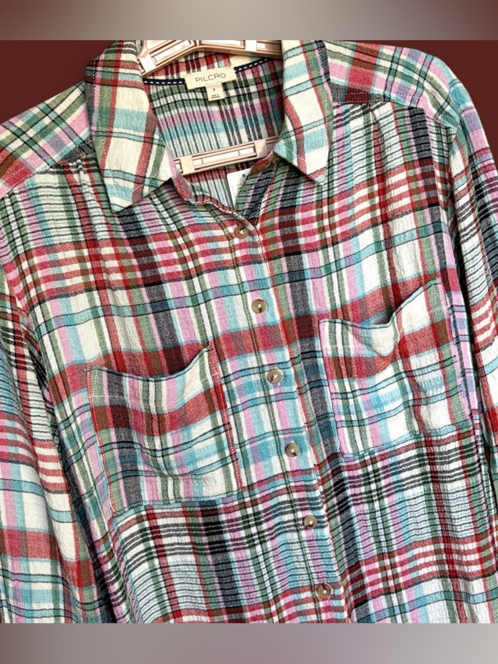 PILCRO The Hadley Relaxed Button Down Shirt Women Sz S Beach Anthropologie NWT